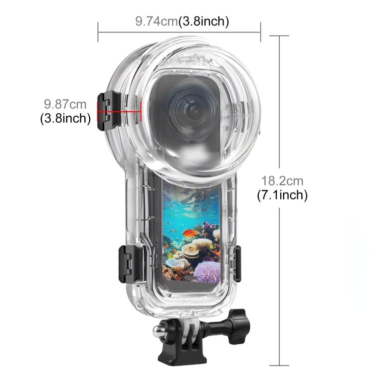 For Insta360 X5 PULUZ 60m Waterproof Sealed Diving Case  - Transparent