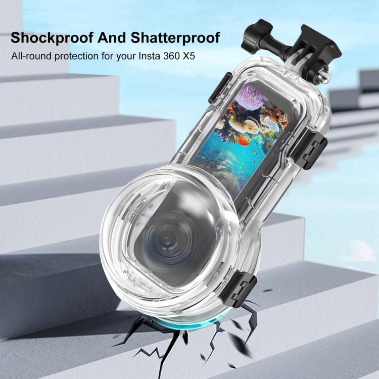 For Insta360 X5 PULUZ 60m Waterproof Sealed Diving Case  - Transparent