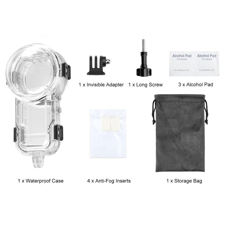 For Insta360 X5 PULUZ 60m Waterproof Sealed Diving Case  - Transparent