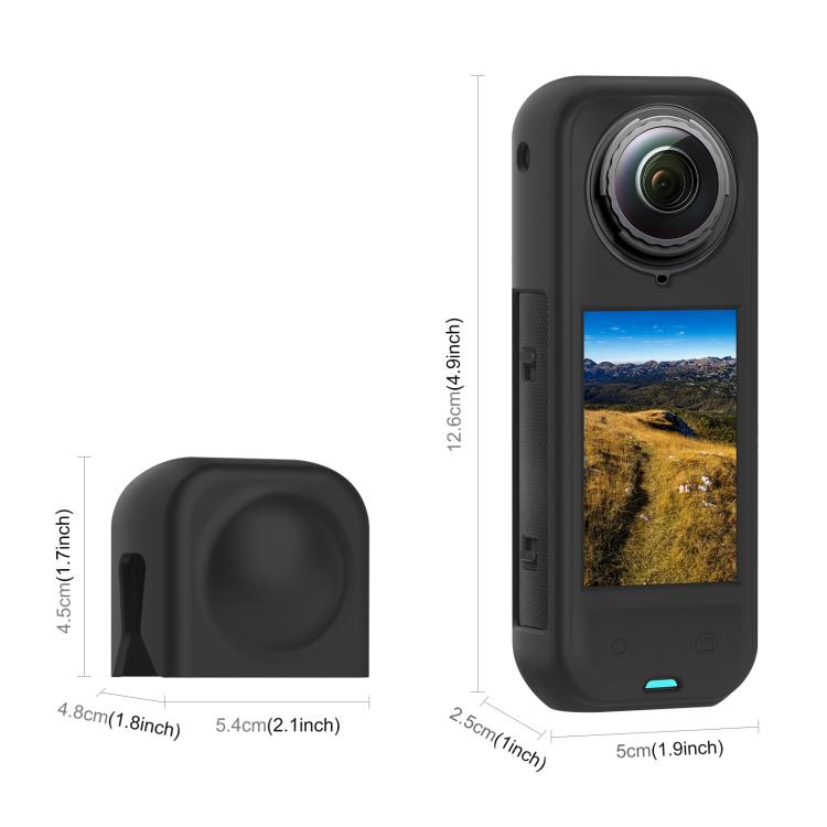 For Insta360 X5 PULUZ Silicone Protective Case with Lens Cover  - Black