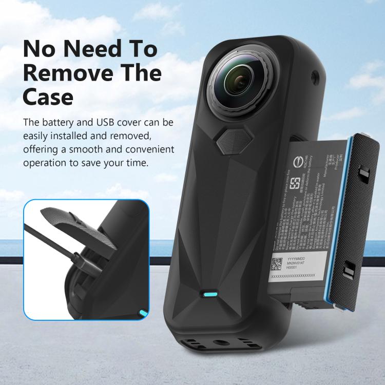 For Insta360 X5 PULUZ Silicone Protective Case with Lens Cover  - Black