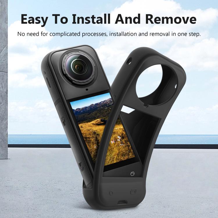 For Insta360 X5 PULUZ Silicone Protective Case with Lens Cover  - Black