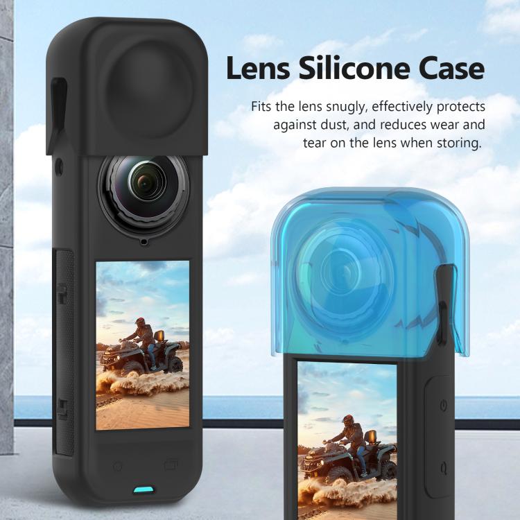 For Insta360 X5 PULUZ Silicone Protective Case with Lens Cover  - Black