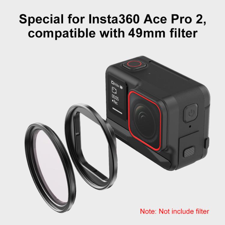 For Insta360 Ace Pro 2 PULUZ Filter Holder Metal Protective Filter Frame  - Black