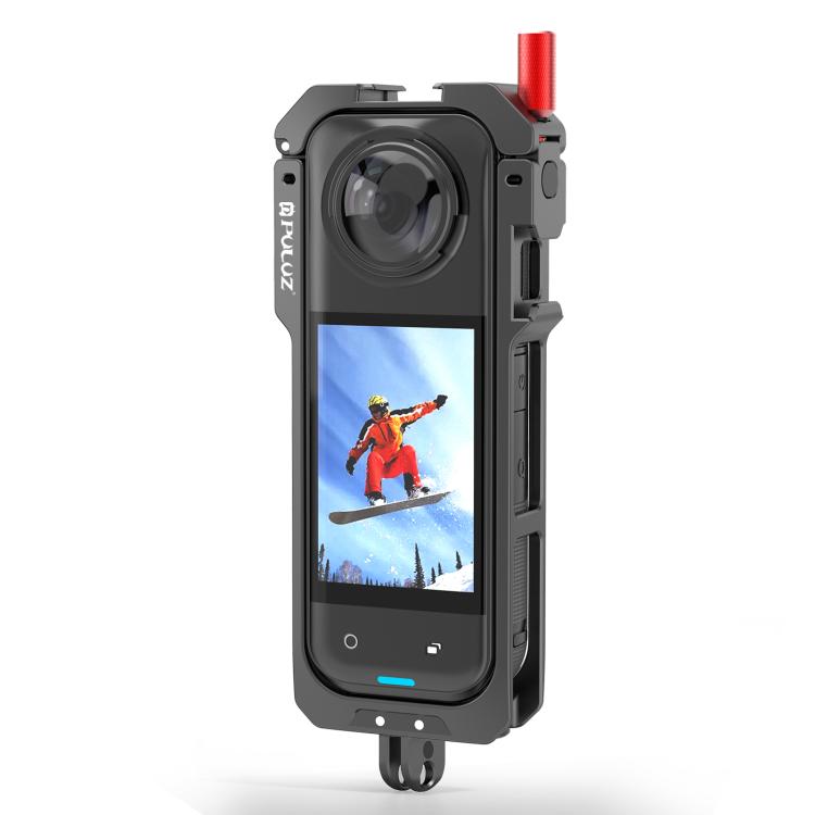 For Insta360 X5 PULUZ Metal Protective Cage Rig Housing Frame with Lens Cover  - Black