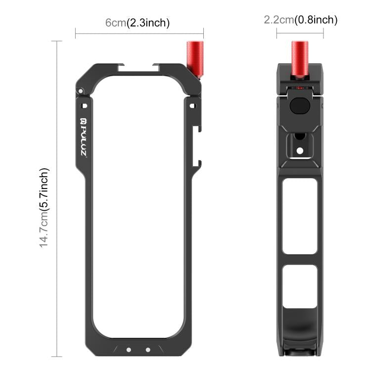 For Insta360 X5 PULUZ Metal Protective Cage Rig Housing Frame with Lens Cover  - Black