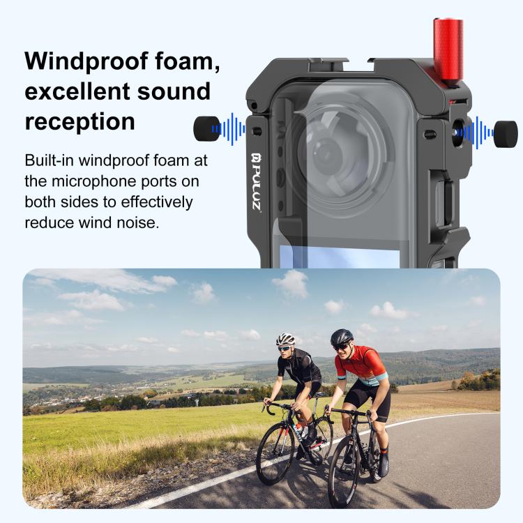 For Insta360 X5 PULUZ Metal Protective Cage Rig Housing Frame with Lens Cover  - Black