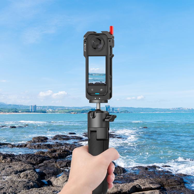 For Insta360 X5 PULUZ Metal Protective Cage Rig Housing Frame with Lens Cover  - Black