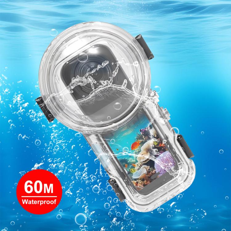 For Insta360 X5 PULUZ Quick Release 60m Waterproof Sealed Diving Case  - Transparent