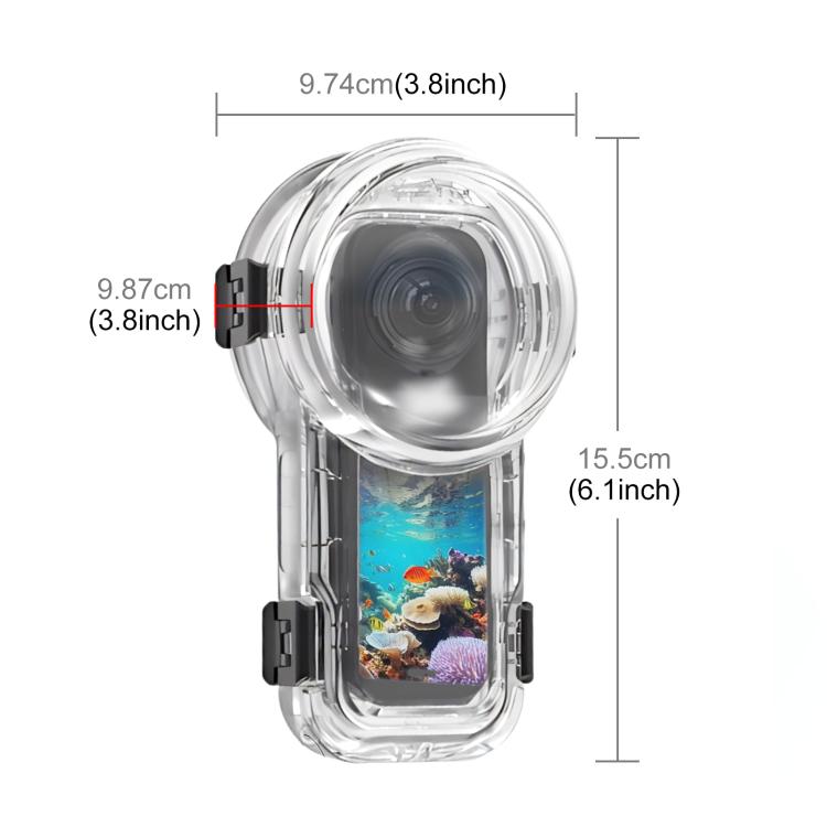 For Insta360 X5 PULUZ Quick Release 60m Waterproof Sealed Diving Case  - Transparent