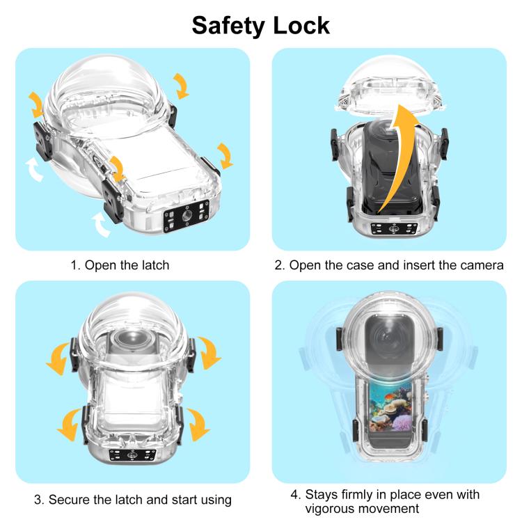 For Insta360 X5 PULUZ Quick Release 60m Waterproof Sealed Diving Case  - Transparent