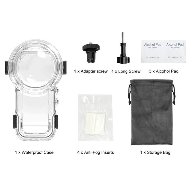 For Insta360 X5 PULUZ Quick Release 60m Waterproof Sealed Diving Case  - Transparent