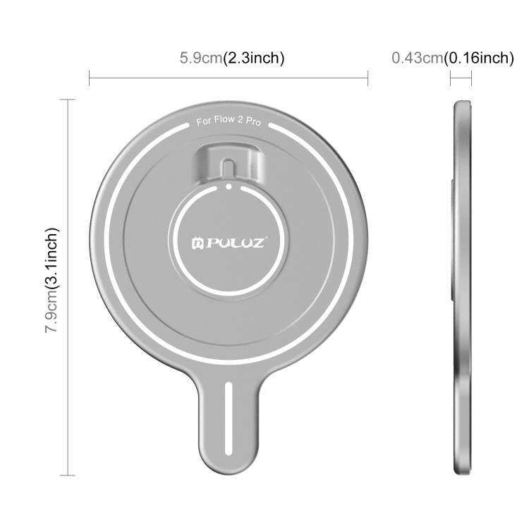 For Insta360 Flow 2 Pro PULUZ Magnetic Phone Mount Adapter  - Silver