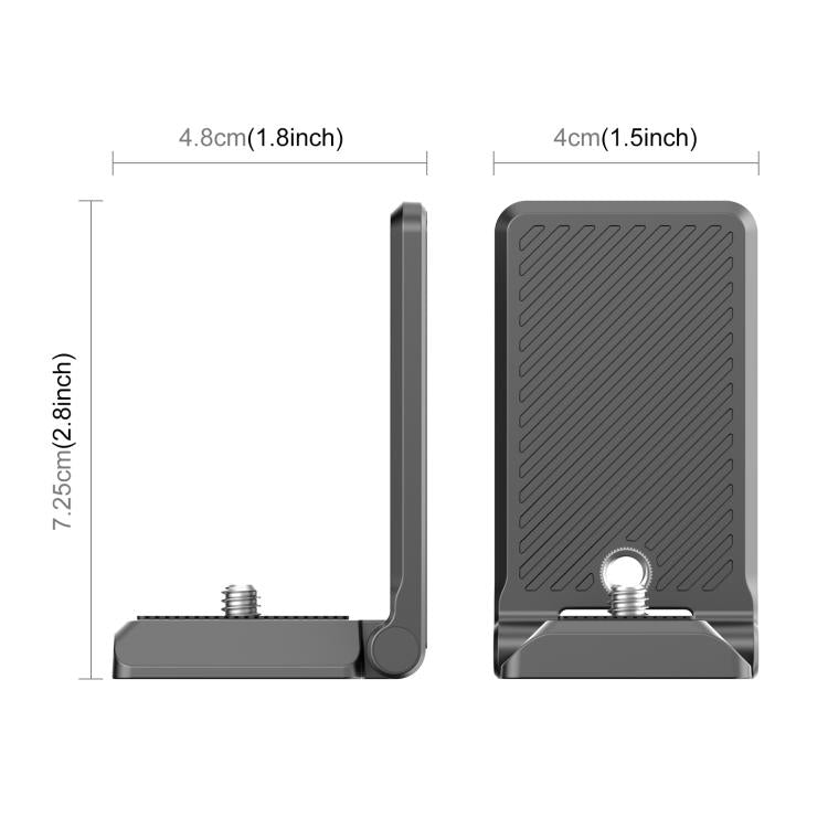 PULUZ Folding Magnetic Mount Base L Bracket For Insta360 X4 / X5 / DJI Pocket 4 / 3  - Black