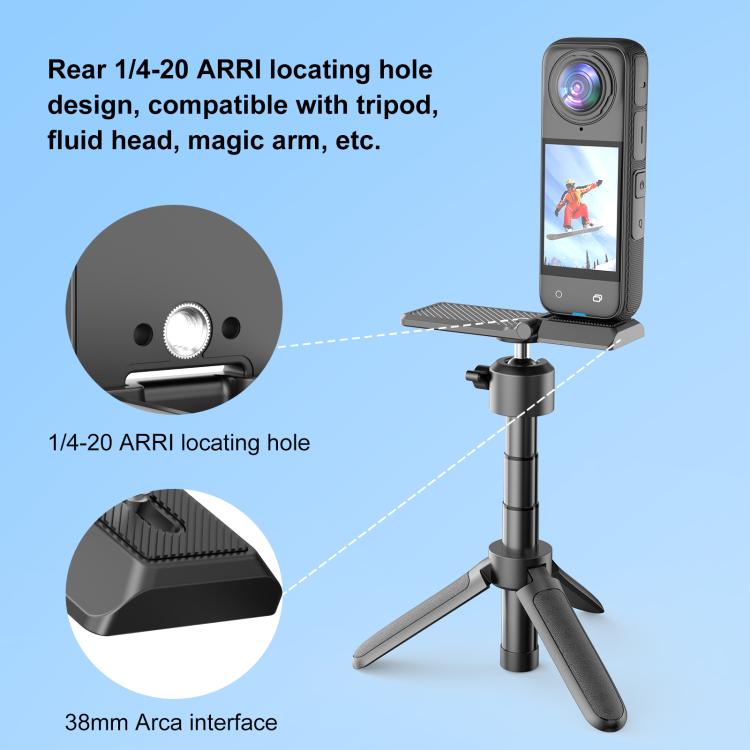 PULUZ Folding Magnetic Mount Base L Bracket For Insta360 X4 / X5 / DJI Pocket 4 / 3  - Black