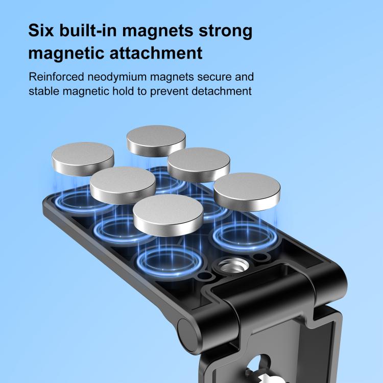 PULUZ Folding Magnetic Mount Base L Bracket For Insta360 X4 / X5 / DJI Pocket 4 / 3  - Black