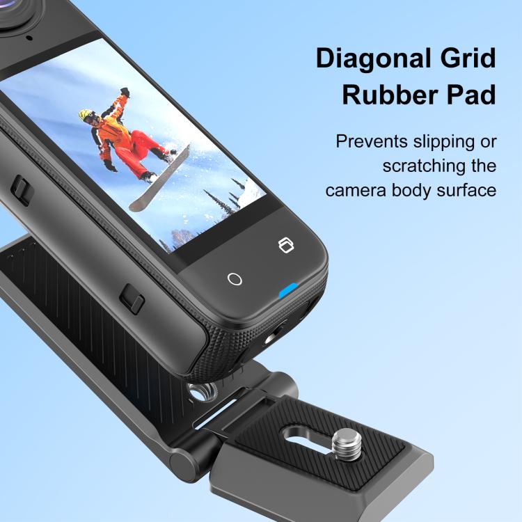 PULUZ Folding Magnetic Mount Base L Bracket For Insta360 X4 / X5 / DJI Pocket 4 / 3  - Black