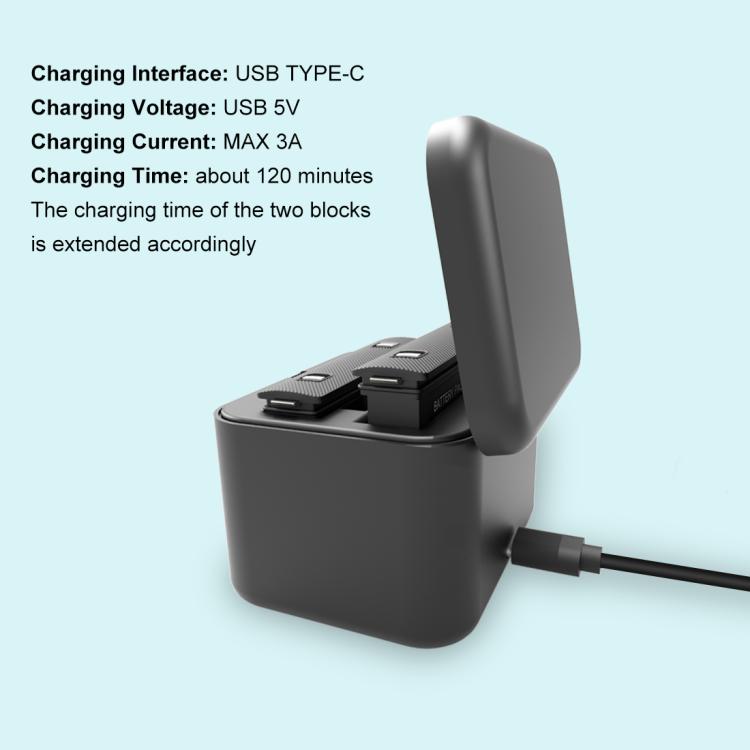 For Insta360 X5 PULUZ Dual-Batteries Charging Box Battery & Memory Card Storage Case  - Black