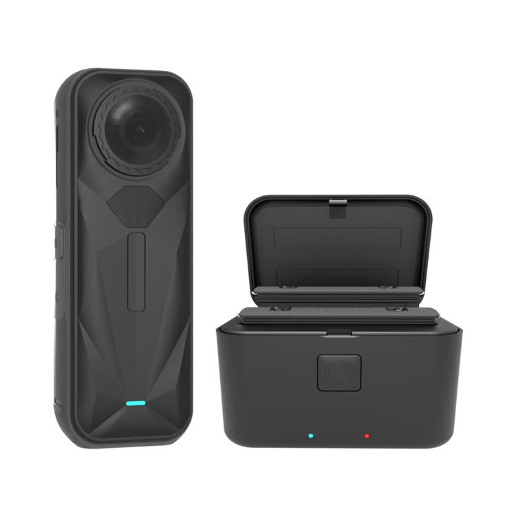 For Insta360 X5 PULUZ Dual-Batteries Charging Box Battery & Memory Card Storage Case  - Black