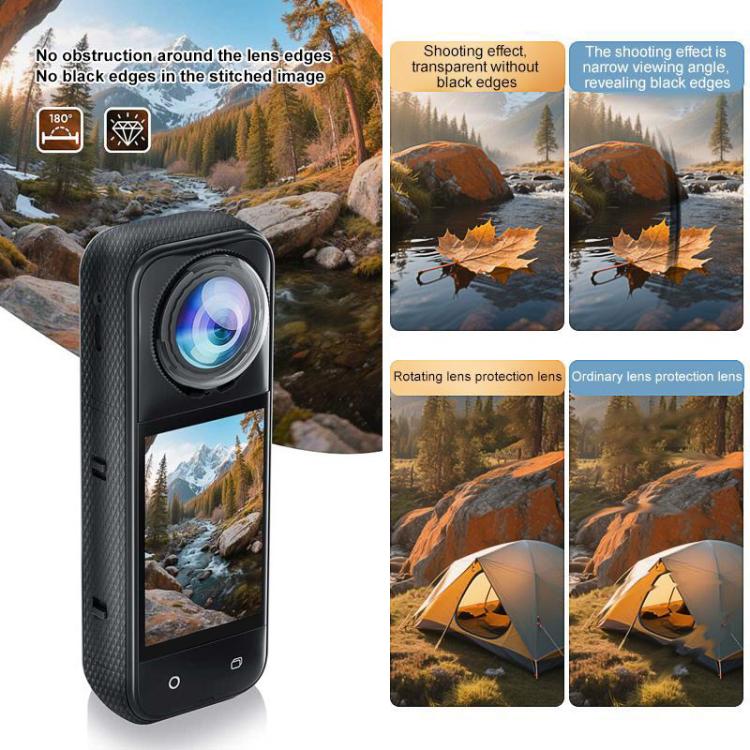 For Insta360 X5 PULUZ Standard Rotation PC Lens Guard  Protective Cover  - Transparent