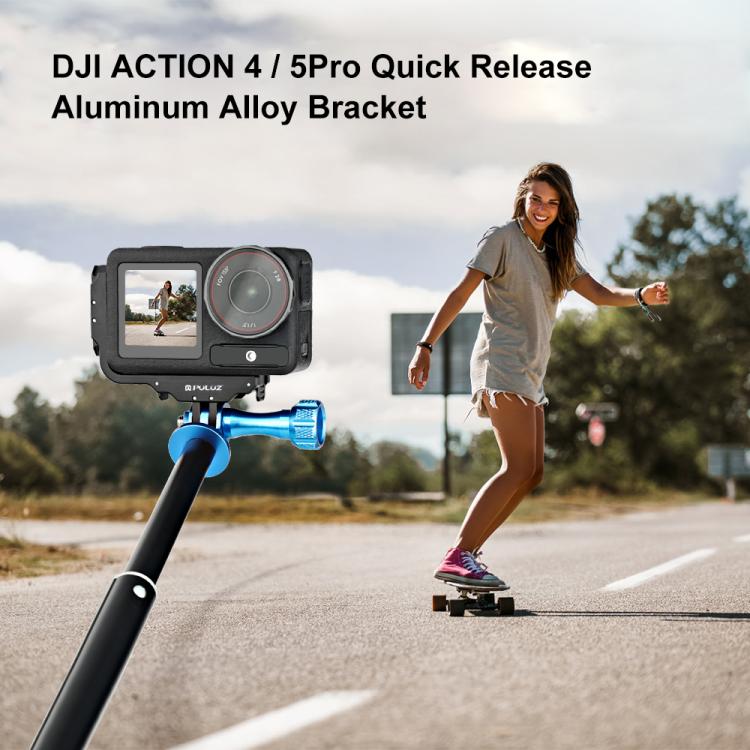 For DJI Osmo Action 5 Pro / 4 PULUZ Vertical Horizontal Shooting Quick Release Metal Magnetic L Bracket  - Black