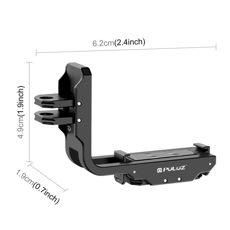 For DJI Osmo Action 5 Pro / 4 PULUZ Vertical Horizontal Shooting Quick Release Metal Magnetic L Bracket  - Black