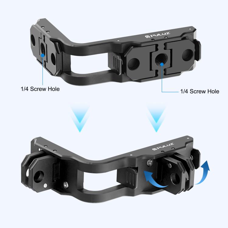 For DJI Osmo Action 5 Pro / 4 PULUZ Vertical Horizontal Shooting Quick Release Metal Magnetic L Bracket  - Black