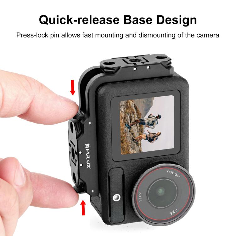 For DJI Osmo Action 5 Pro / 4 PULUZ Vertical Horizontal Shooting Quick Release Metal Magnetic L Bracket  - Black