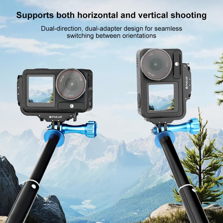 For DJI Osmo Action 5 Pro / 4 PULUZ Vertical Horizontal Shooting Quick Release Metal Magnetic L Bracket  - Black