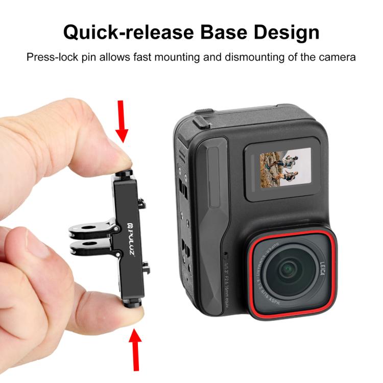 For Insta360 X5 / X4 Air / Ace Pro / Pro 2 PULUZ Aviation Aluminum Quick Release Base Adapter Bracket  - Black
