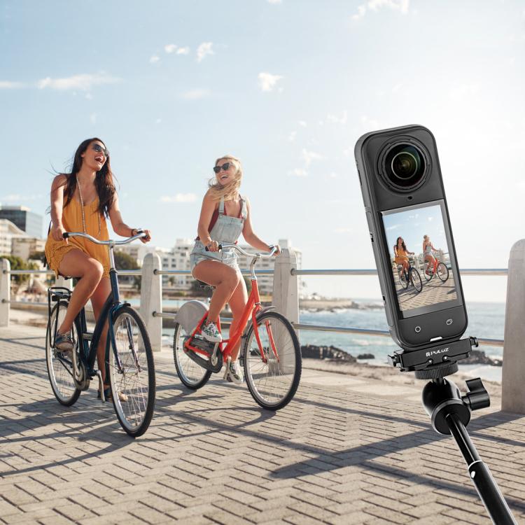 For Insta360 X5 / X4 Air / Ace Pro / Pro 2 PULUZ Aviation Aluminum Quick Release Base Adapter Bracket  - Black