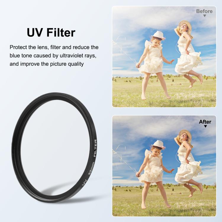 For Insta360 Ace Pro 2 PULUZ 52mm UV Lens Filter Adapter Ring with Lens Cover  - Black