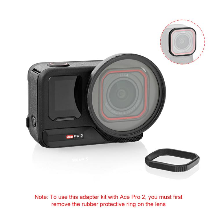 For Insta360 Ace Pro 2 PULUZ 52mm UV Lens Filter Adapter Ring with Lens Cover  - Black