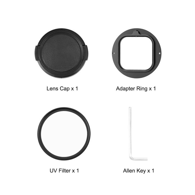 For Insta360 Ace Pro 2 PULUZ 52mm UV Lens Filter Adapter Ring with Lens Cover  - Black