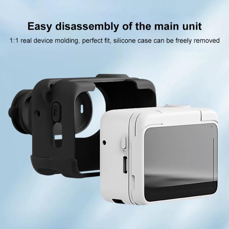 For Insta360 GO 3S PULUZ Camera Charging Box Silicone Cover with Lens Cap & Strap  - Black
