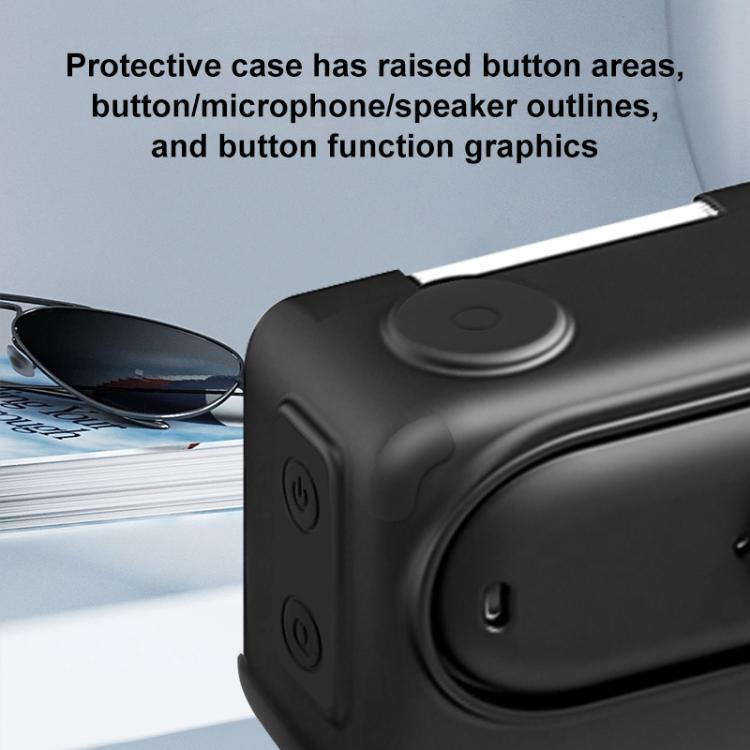 For Insta360 GO 3S PULUZ Camera Charging Box Silicone Cover with Lens Cap & Strap  - Black
