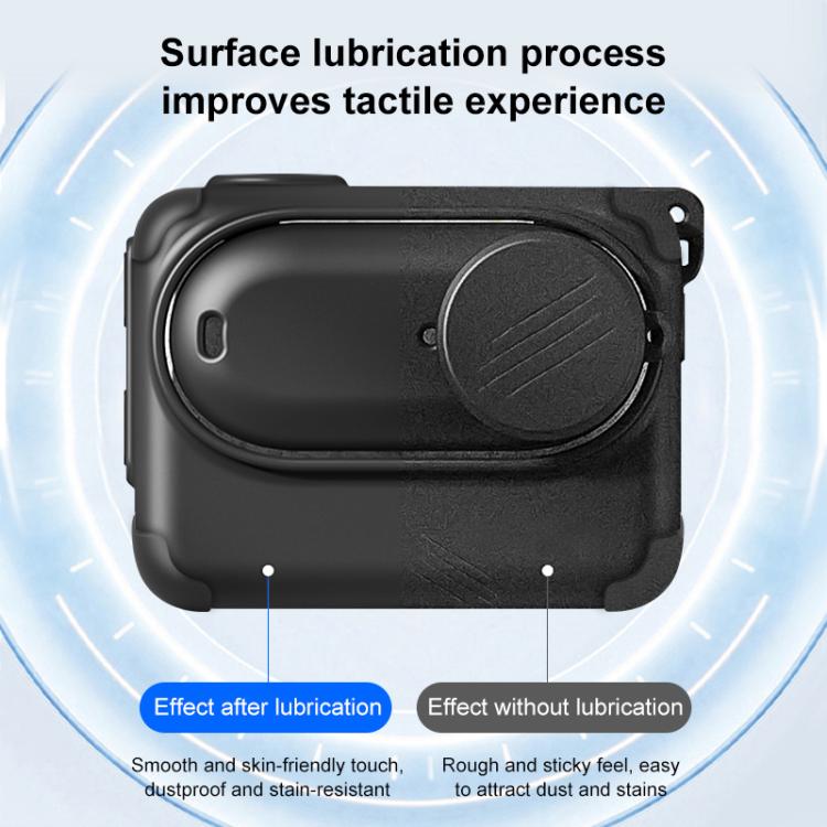 For Insta360 GO 3S PULUZ Camera Charging Box Silicone Cover with Lens Cap & Strap  - Black