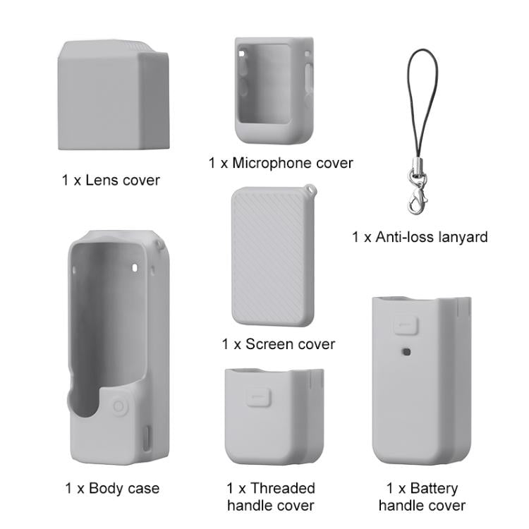 For DJI OSMO Pocket 3 PULUZ 6 in 1 Body Lens Handle Screen Mic Silicone TPU Cover