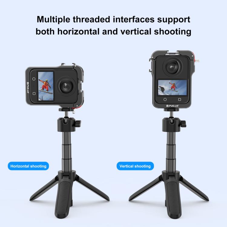 For DJI Osmo 360 PULUZ Aluminum Alloy Protective Cage Expansion Frame with Lens Cover  - Black