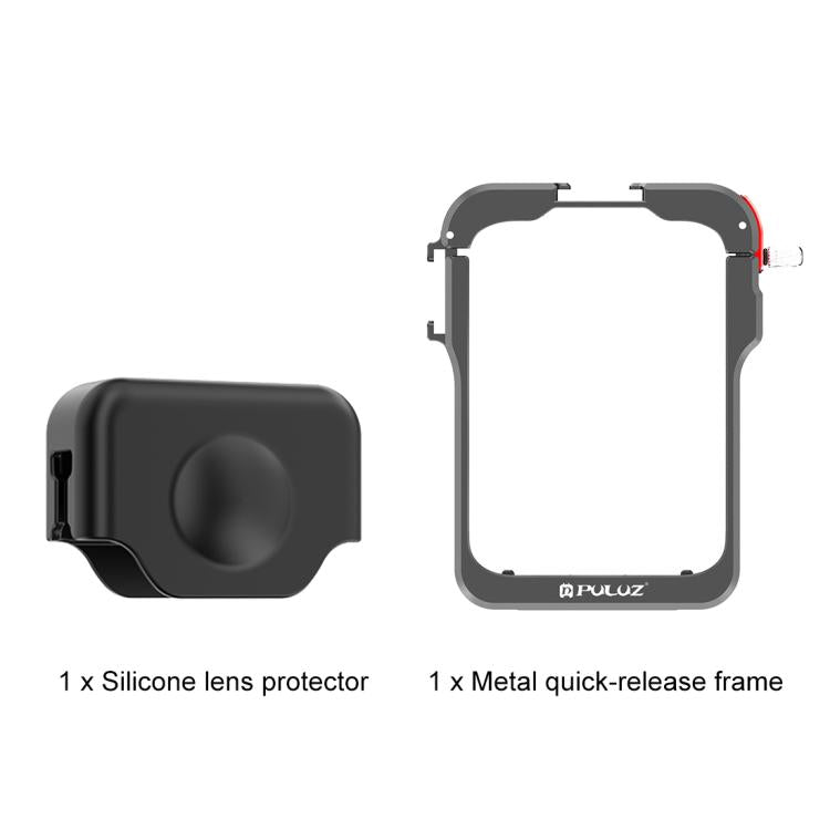 For DJI Osmo 360 PULUZ Aluminum Alloy Protective Cage Expansion Frame with Lens Cover  - Black