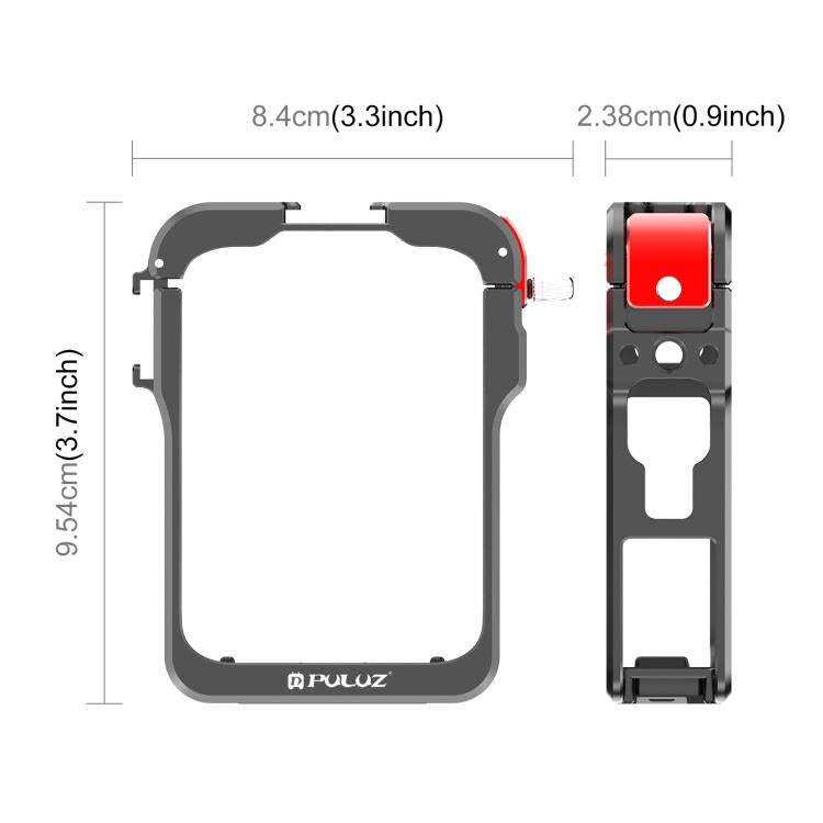 For DJI Osmo 360 PULUZ Aluminum Alloy Protective Cage Expansion Frame with Lens Cover  - Black