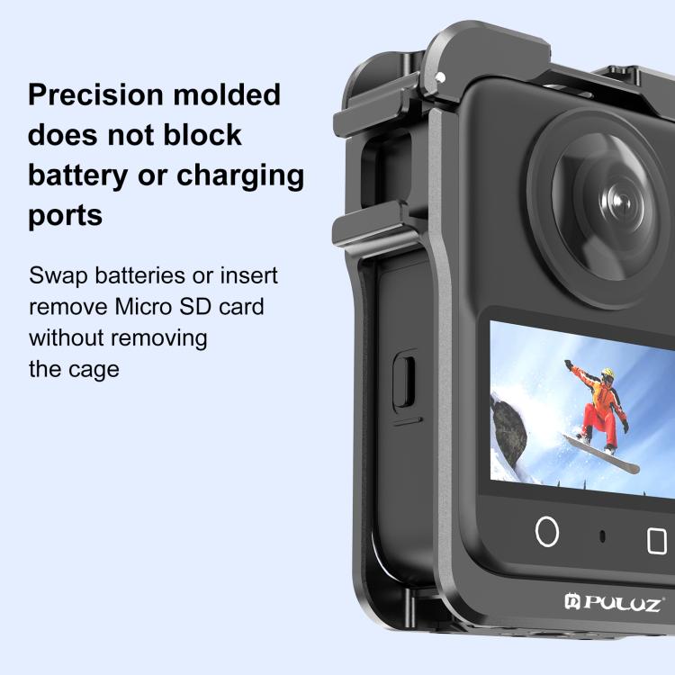 For DJI Osmo 360 PULUZ Aluminum Alloy Protective Cage Expansion Frame with Lens Cover  - Black