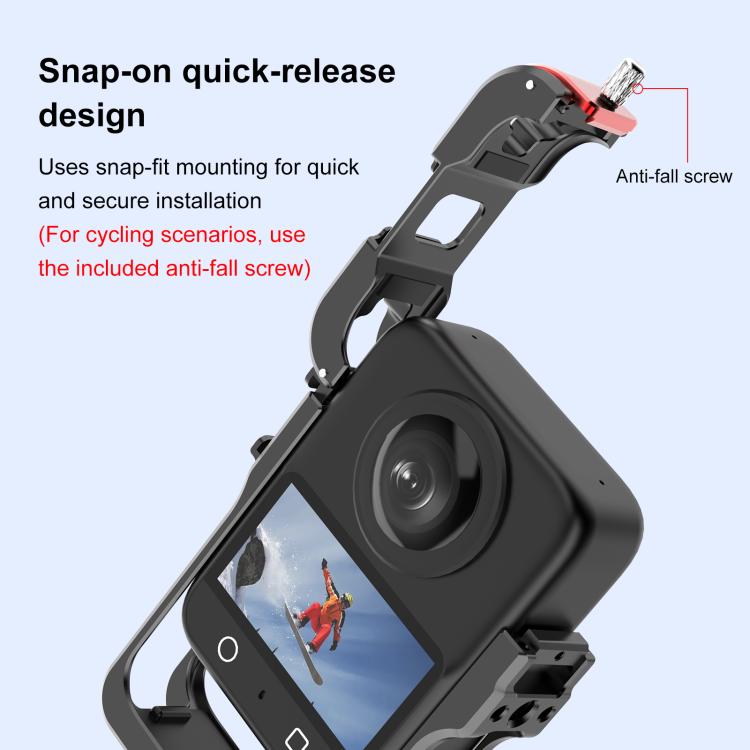 For DJI Osmo 360 PULUZ Aluminum Alloy Protective Cage Expansion Frame with Lens Cover  - Black