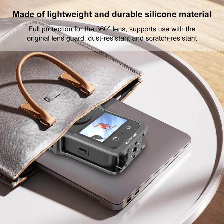 For DJI Osmo 360 PULUZ Aluminum Alloy Protective Cage Expansion Frame with Lens Cover  - Black