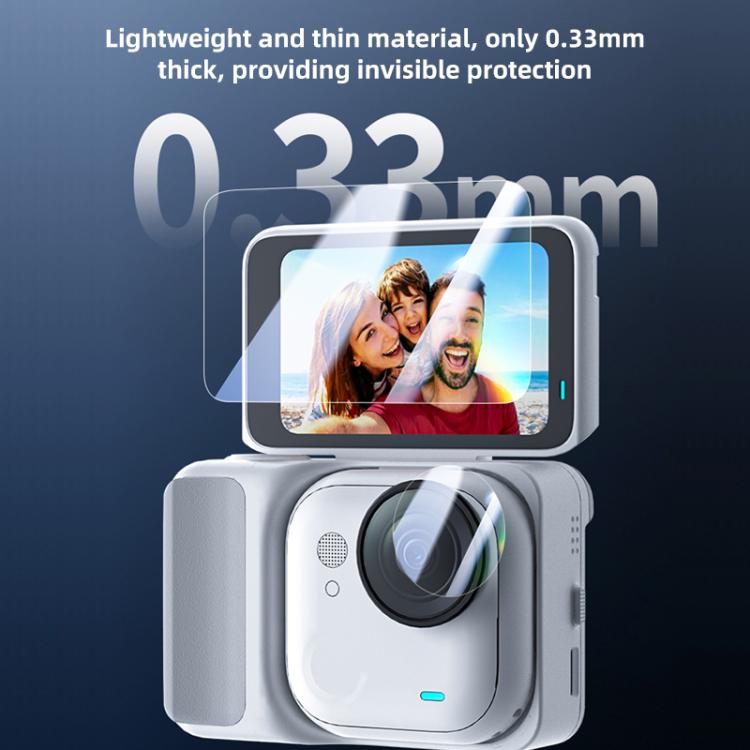 For Insta360 GO Ultra PULUZ 2 in 1 Screen + Lens Tempered Glass Film  - Transparent