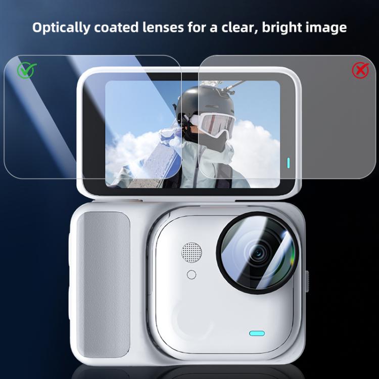 For Insta360 GO Ultra PULUZ 2 in 1 Screen + Lens Tempered Glass Film  - Transparent