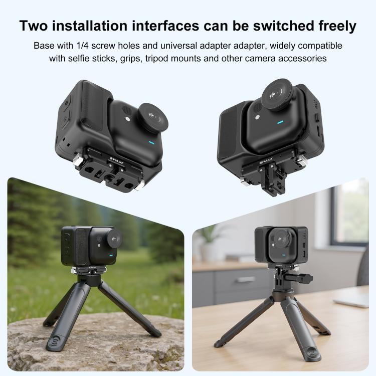 For Insta360 GO Ultra PULUZ Magnetic Aluminum Alloy Quick Release Base Mount  - Black