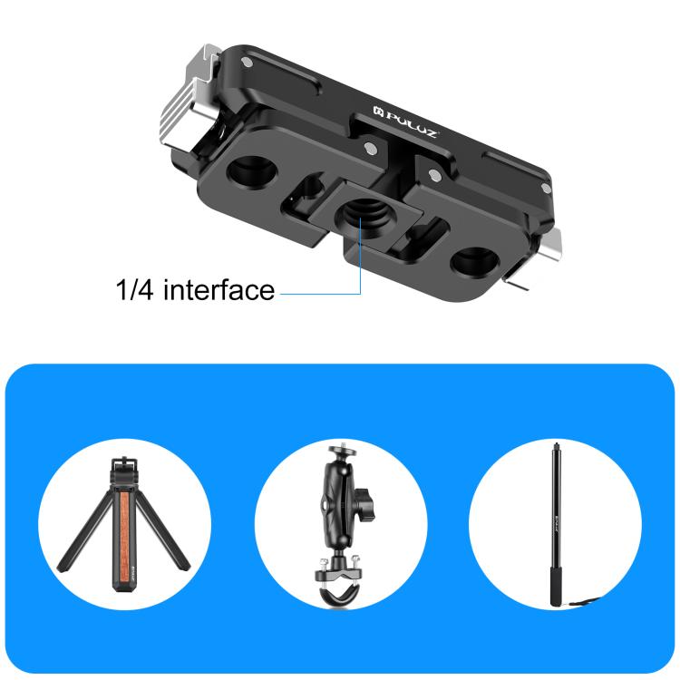 For Insta360 GO Ultra PULUZ Magnetic Aluminum Alloy Quick Release Base Mount  - Black