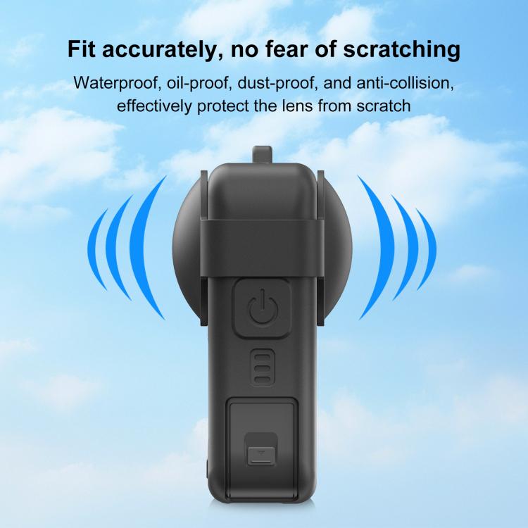 For DJI Osmo 360 PULUZ Silicone Protective Cover with Lens Cover & Lanyard  - Black