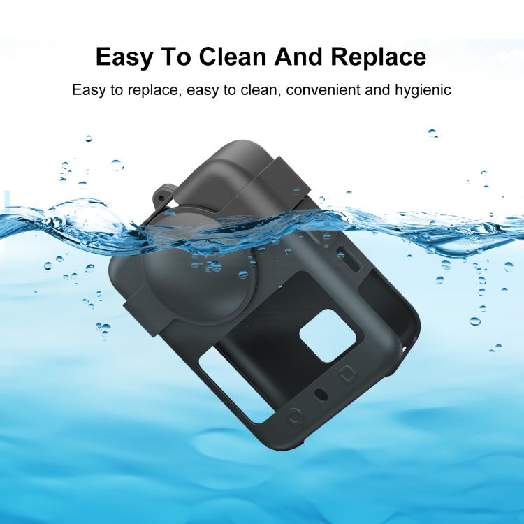 For DJI Osmo 360 PULUZ Silicone Protective Cover with Lens Cover & Lanyard  - Black